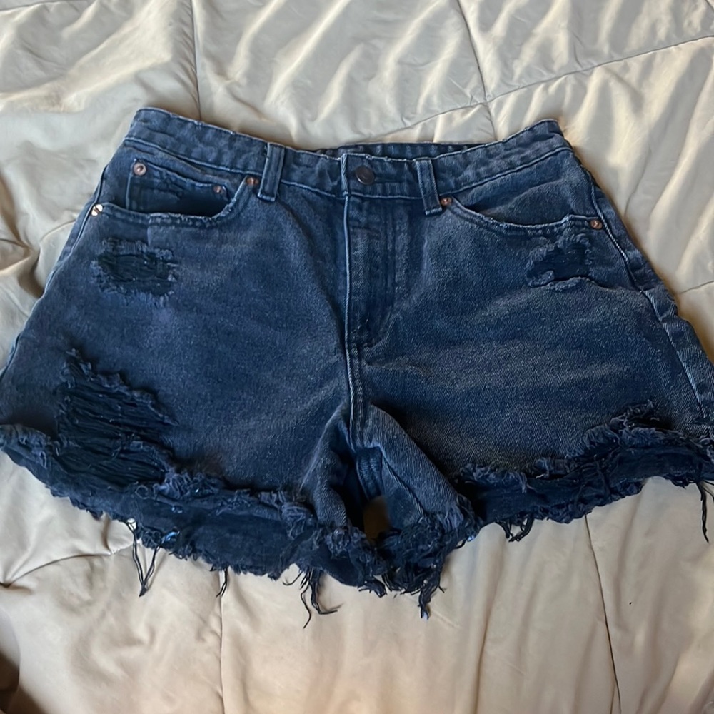 Black ripped Jean shorts